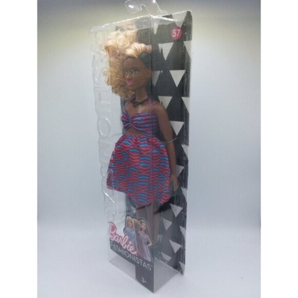 Barbie Fashionista 57 Doll African American Zig Zag Dress Curvy Open Box - Picture 3 of 12